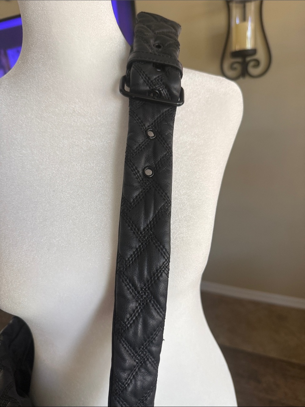 Kurt Geiger Quilted Black Leather Crossbody Belt Bag - Picture 5 of 7
